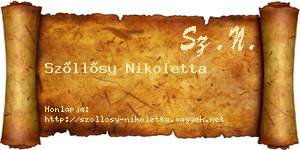 Szőllősy Nikoletta névjegykártya